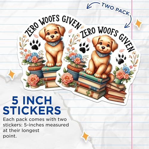 (2 Pack) Zero Woofs Given Stickers - Cute Dog - Funny Dog Lovers - Puppy - 5" On Longest Side - Sticks to Smooth Flat Surfaces - Made in USA - BMCS4578