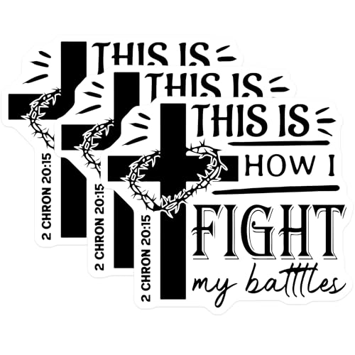 (3 Pack) This is How I Fight My Battles Decals - Christian Verse - Faith Based Decals - 3 Inches On Longest Side - Easy Peel & Apply - Made in USA - 3MCS4395