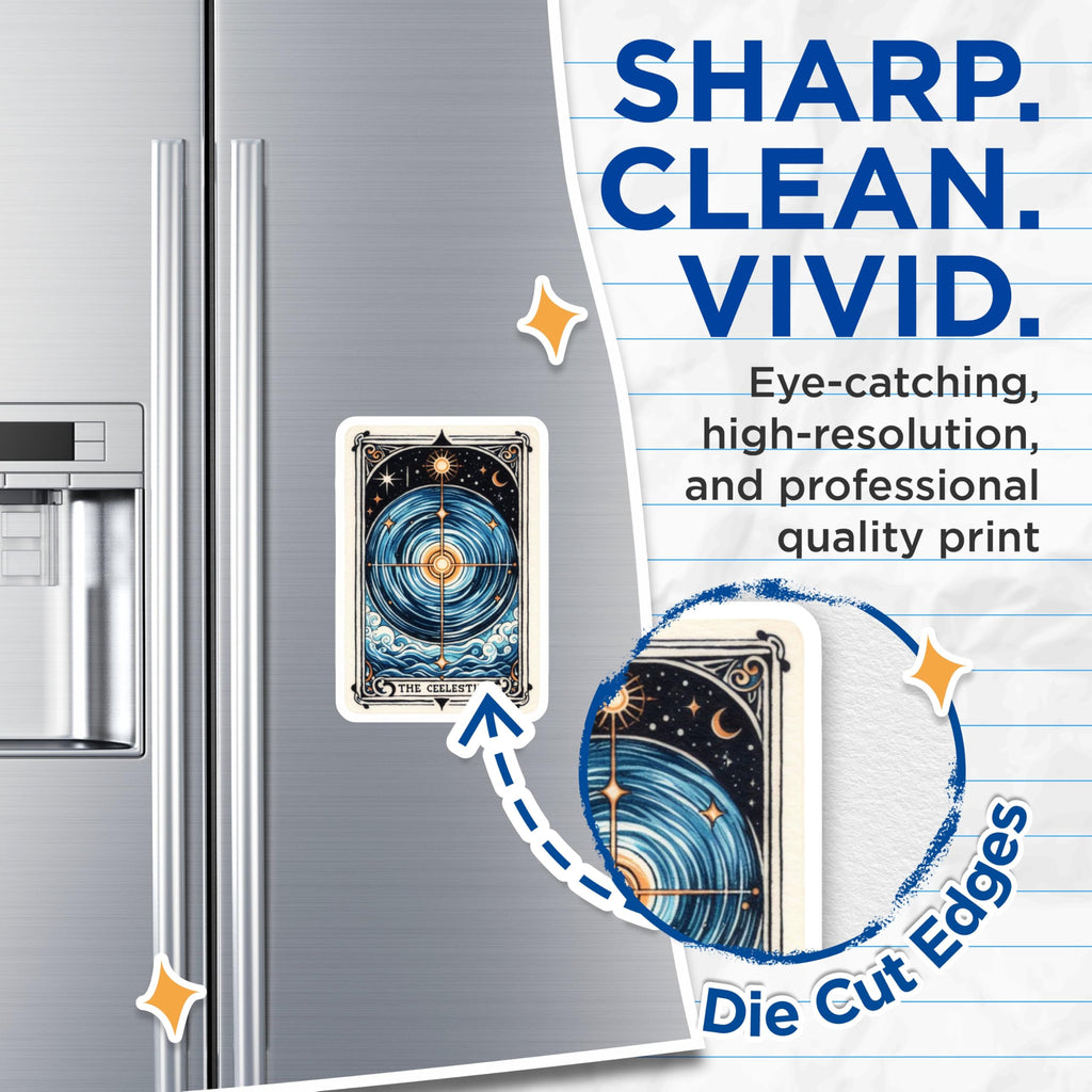 (2 Pack) Celestial Art Magnets - Blue Waves Illustration - Universe Design Cool Fridge - 5" On Longest Side - Premium Magnet - for Cars, Refrigerators, Toolboxes, Lockers - Made in USA - MAG15404