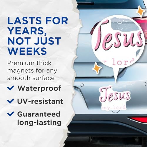 (2 Pack) Jesus My Lord Magnets Magnets - 5" On Longest Side - Made in USA - Sticks to Refrigerators & Metal Surfaces - MAG8933