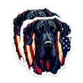 (2 Pack) Patriotic Dog Stickers - Great Dane with American Flag Stickers - Pet Lover Vinyl Decals - 5" On Longest Side - Sticks to Any Smooth Flat Surface - Made in USA - BMCS3542