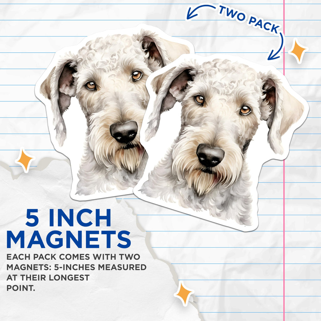 (2 Pack) Bedlington Terrier Dog Magnets - Watercolor Pet Art Design - Unique Dog Breed Collector Item - 5 Inches On Longest Side - Thick Durable Magnet - Made in USA - MAG26747