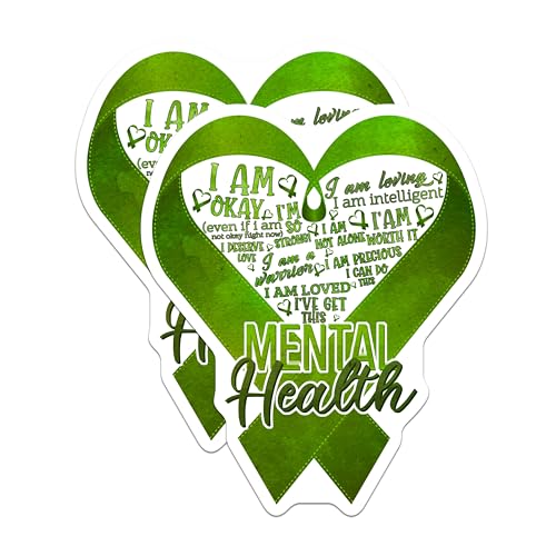 (2 Pack) Mental Health Affirmation Stickers - Inspirational Quote Decals - Positive Message Stickers for Journals - 5" On Longest Side - Sticks to Smooth Flat Surfaces - Made in USA - BMCS4736