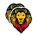 (2 Pack) Lion Head Stickers - Rasta Lion Design - Reggae Lion King Decal - 5" On Longest Side - Sticks to Smooth Flat Surfaces - Made in USA - BMCS6224