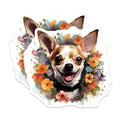 (2 Pack) Chihuahua Magnets - Dog Lover Decor - Floral Pet Art - Cute Dog Art - Animal Refrigerator Magnets - 5 Inches On Longest Side - Thick Durable Magnet - Made in USA - MAG26598