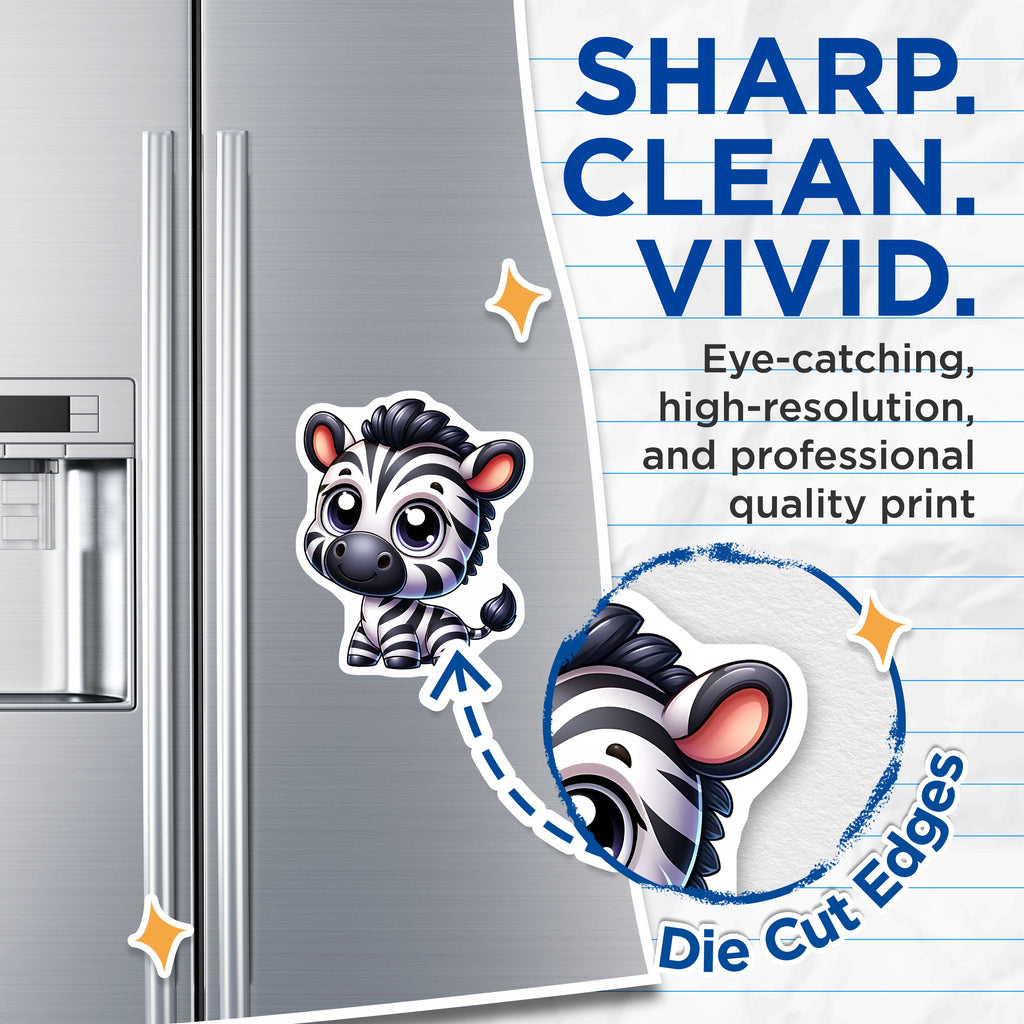 (2 Pack) Cute Zebra Magnets - Chibi Animal Refrigerator Decor - Nursery Room Kids Safari Zoo Fun Fridge Magnet - 5 Inches On Longest Side - Thick Durable Magnet - Made in USA - MAG38155
