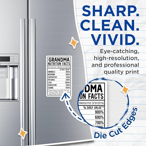 (2 Pack) Grandma Nutrition Facts Magnets - Funny Grandma ation - Clever Quote Home - 5" On Longest Side - for Cars, Fridges, Toolboxes - Made in USA - MAG4077