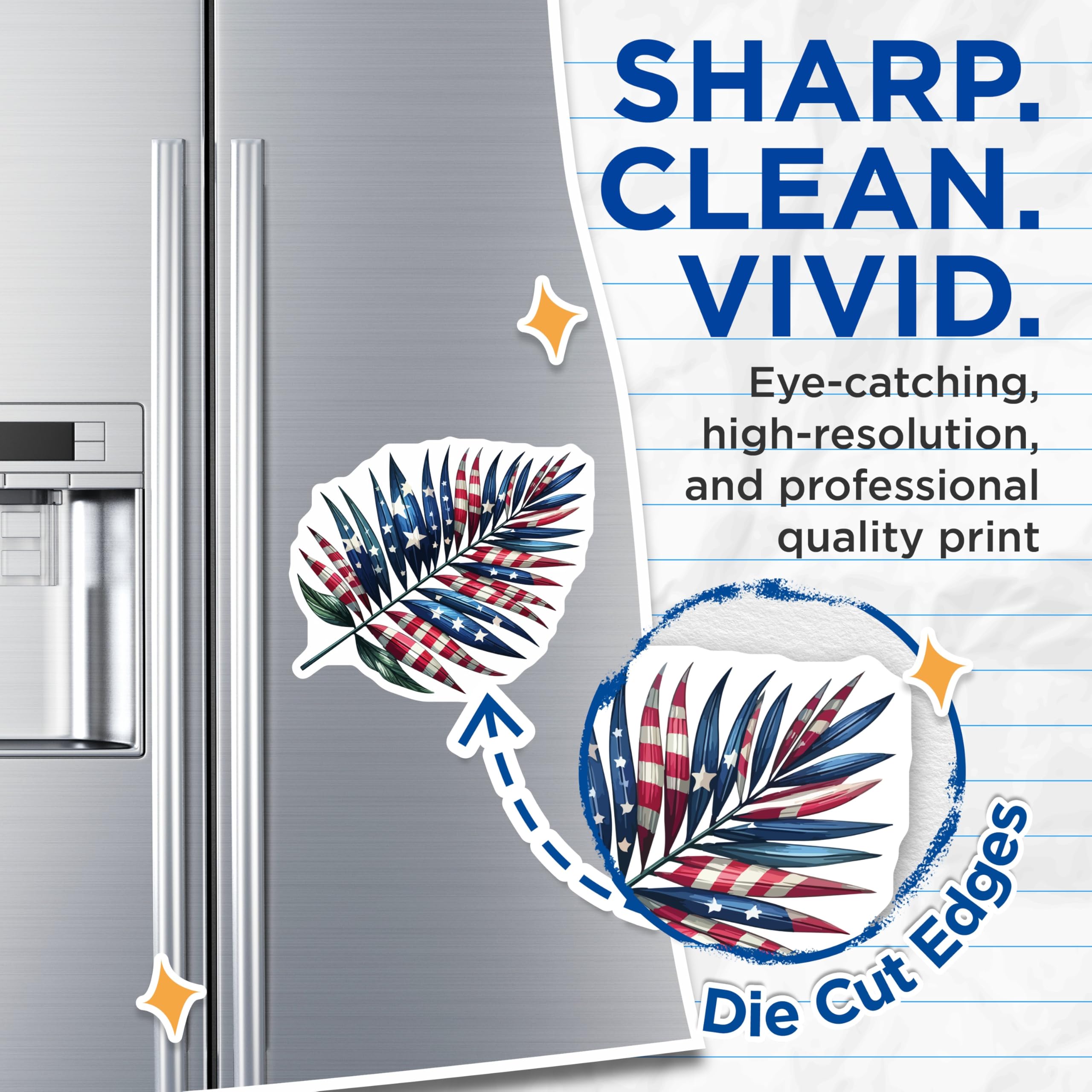 (2 Pack) American Flag Palm Leaf Magnets - Patriotic Decor Fridge Magnets - Summer USA Tropical Independence Day - 5 Inches On Longest Side - Thick Durable Magnet - Made in USA - MAG20012