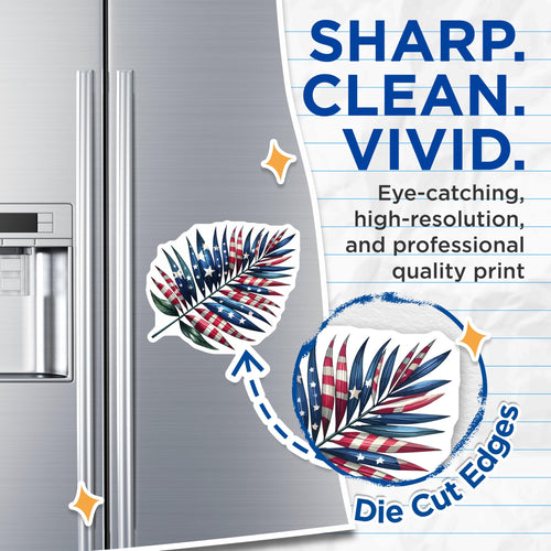 (2 Pack) American Flag Palm Leaf Magnets - Patriotic Decor Fridge Magnets - Summer USA Tropical Independence Day - 5 Inches On Longest Side - Thick Durable Magnet - Made in USA - MAG20012