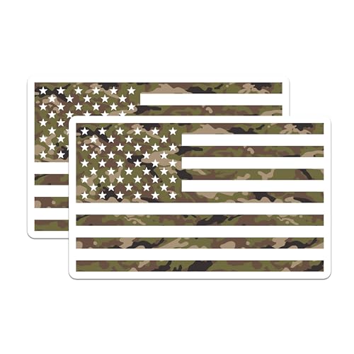 (2 Pack) American Flag Stickers - 5" On Longest Side - Sticks to Smooth Flat Surfaces - Made in USA - BMCS8625 - BMCS8625