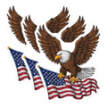 (3 Pack) Eagle Flag Decals - American Decals - Patriotic Stickers- 3 Inches On Longest Side - Easy Peel & Apply - Made in USA - 3MCS5627