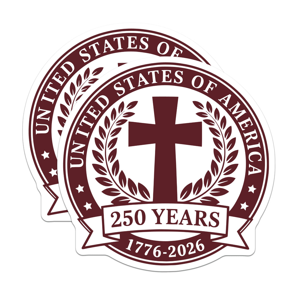 (2 Pack) United States 250 Year Commemoration Magnets - Patriotic Christian Faith Emblem - 1776-2026 American History Display - 5 Inches On Longest Side - Thick Durable Magnet - Made in USA - MAG38418