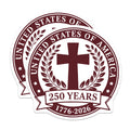 (2 Pack) United States 250 Year Commemoration Magnets - Patriotic Christian Faith Emblem - 1776-2026 American History Display - 5 Inches On Longest Side - Thick Durable Magnet - Made in USA - MAG38418