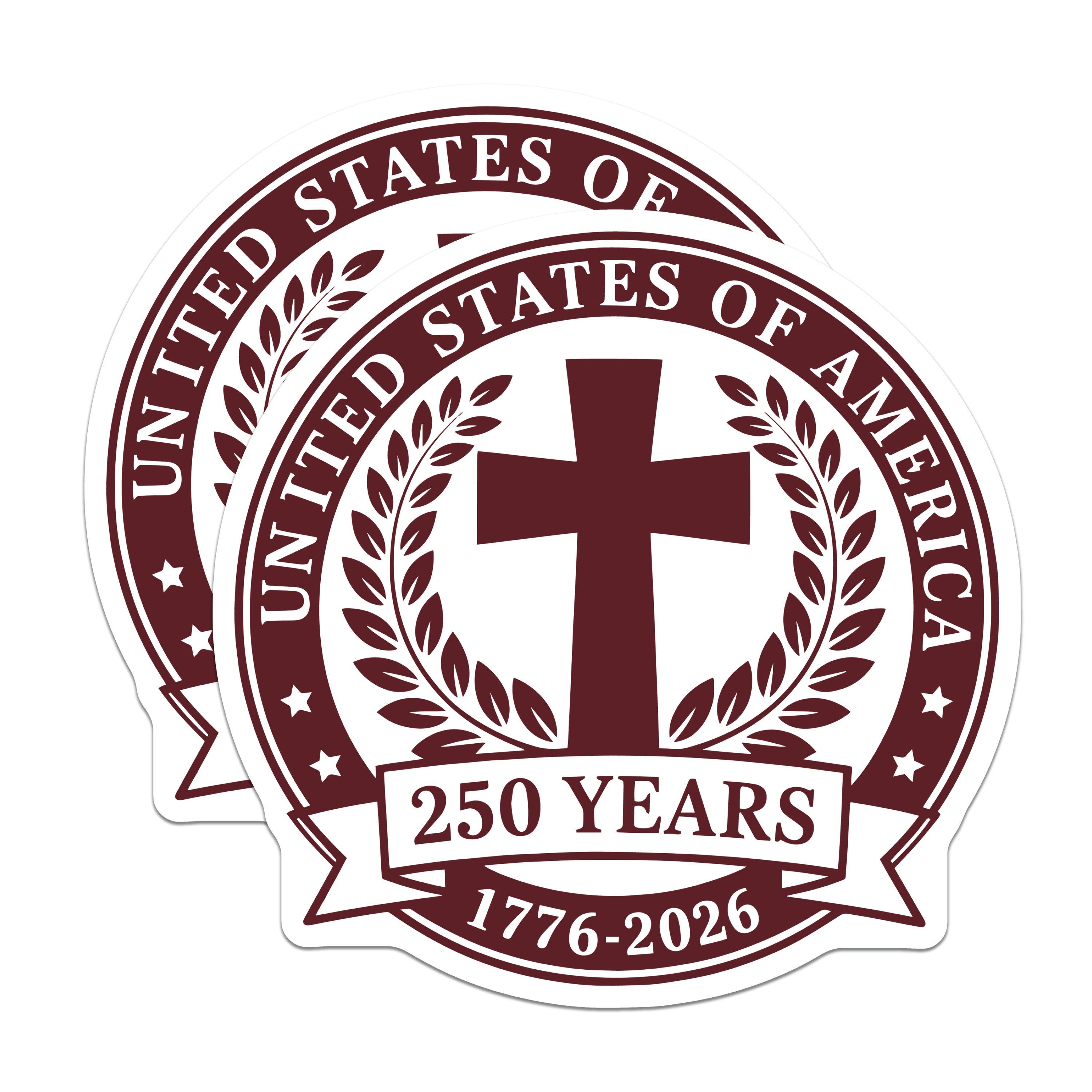 (2 Pack) United States 250 Year Commemoration Magnets - Patriotic Christian Faith Emblem - 1776-2026 American History Display - 5 Inches On Longest Side - Thick Durable Magnet - Made in USA - MAG38418
