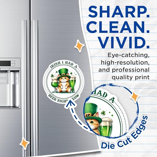 (2 Pack) Irish Cat Magnets - St Patrick's Day Decor - Cat Lover Gift - 5" On Longest Side - for Cars, Fridges, Toolboxes - Made in USA - MAG8112
