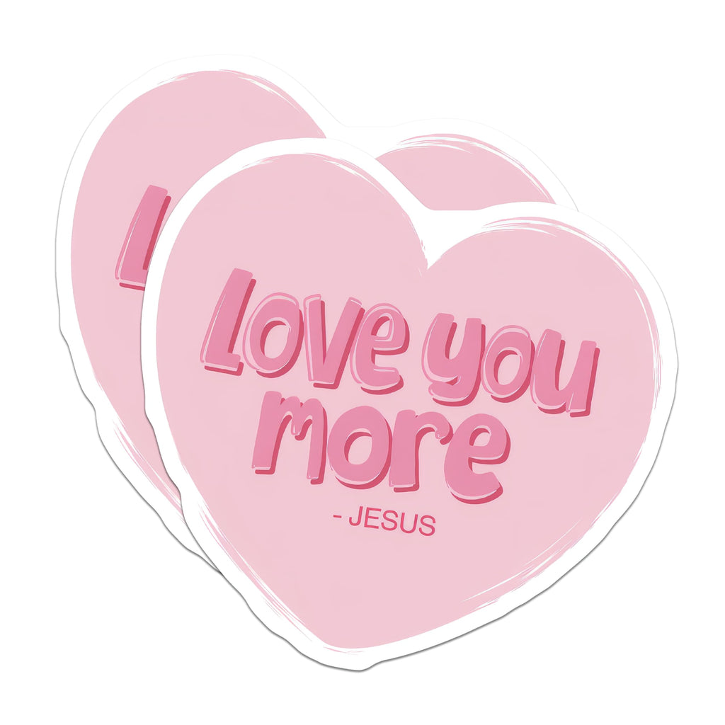 (2 Pack) Love You More Jesus Magnets - Christian Fridge Decor - Faith Based Kitchen Accent - Inspirational Scripture Magnet - 5 Inches On Longest Side - Thick Durable Magnet - Made in USA - MAG26502