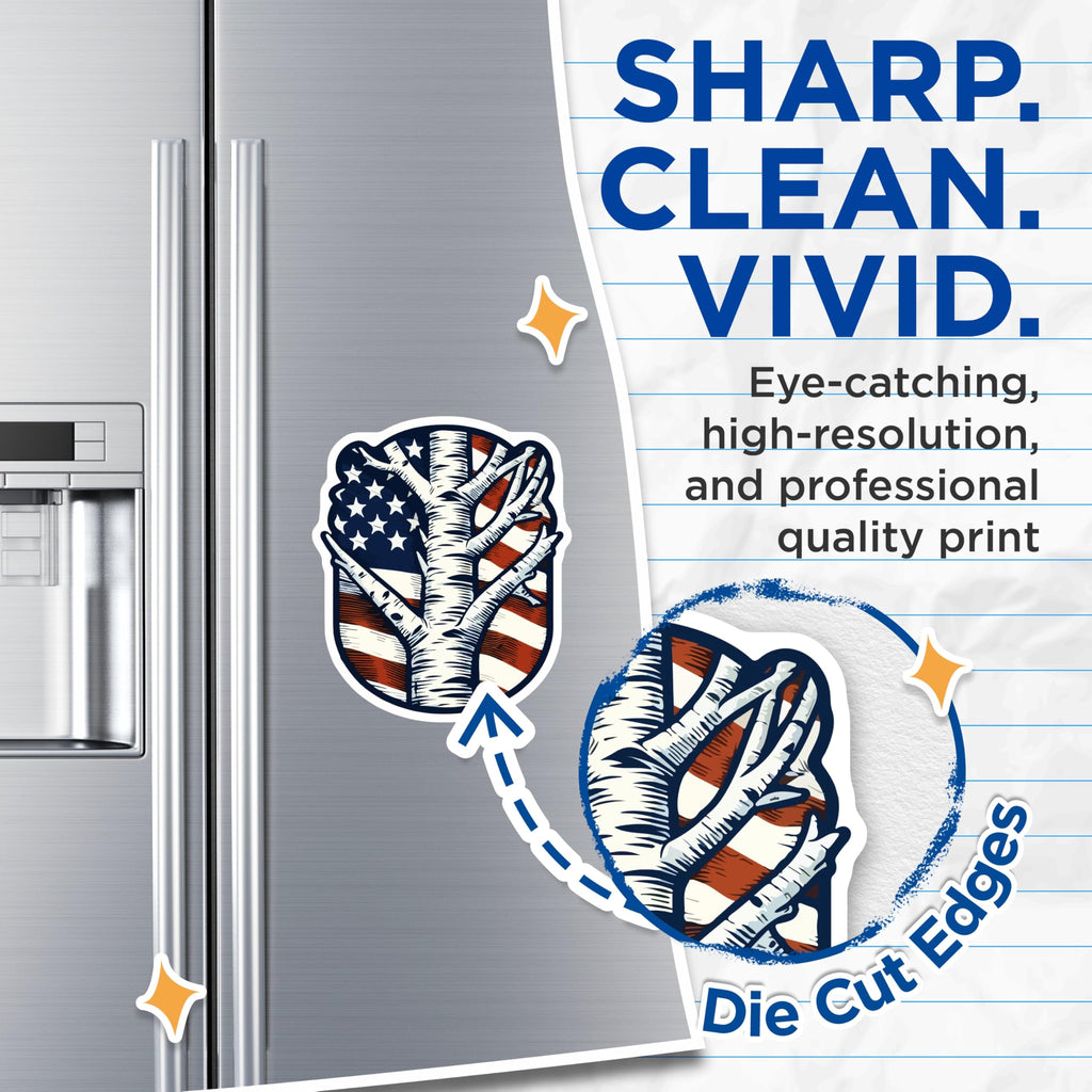 (2 Pack) American Flag Birch Tree Magnets - Patriotic USA Woodland Art Decor - Independence Day Refrigerator Magnets - 5 Inches On Longest Side - Thick Durable Magnet - Made in USA - MAG19700