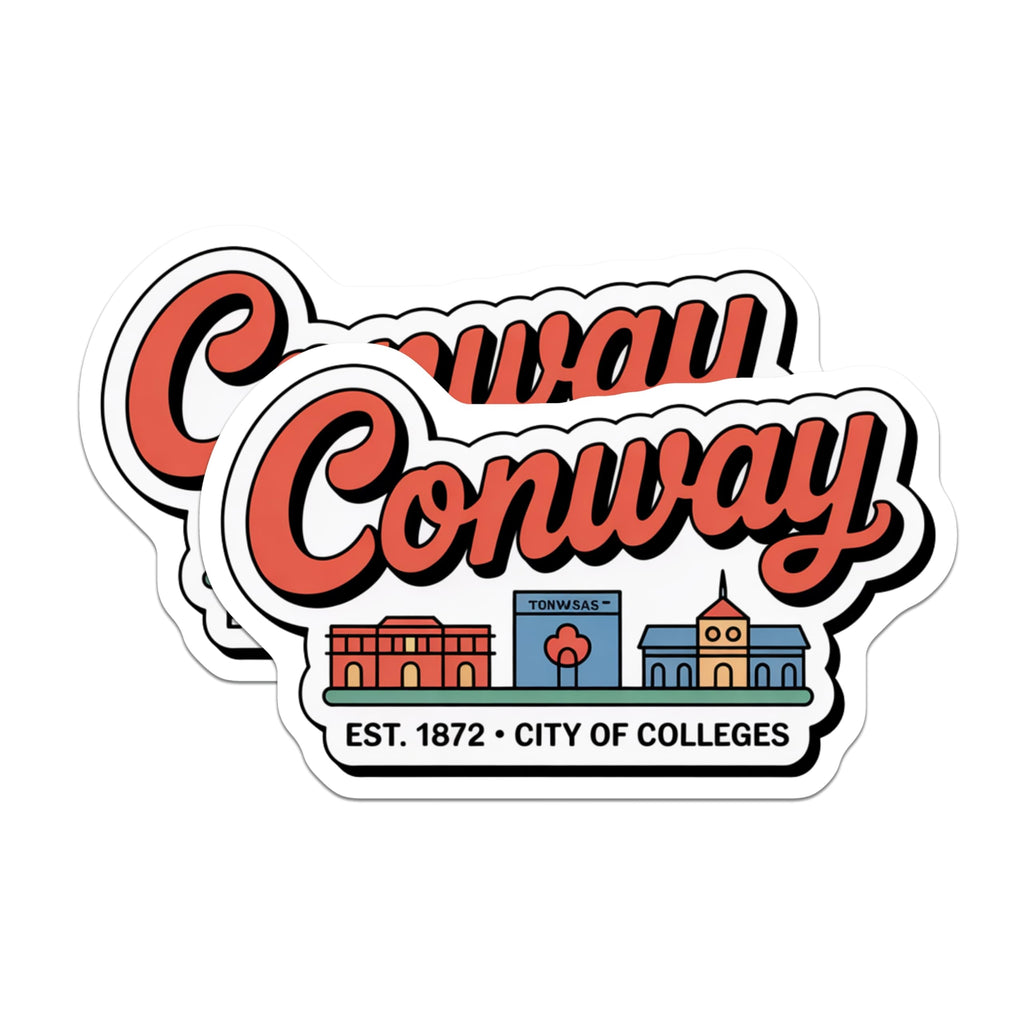 (2 Pack) Conway City Magnets - Arkansas College Town - Est 1872 Decor Souvenirs - 5 Inches On Longest Side - Thick Durable Magnet - Made in USA - MAG19207