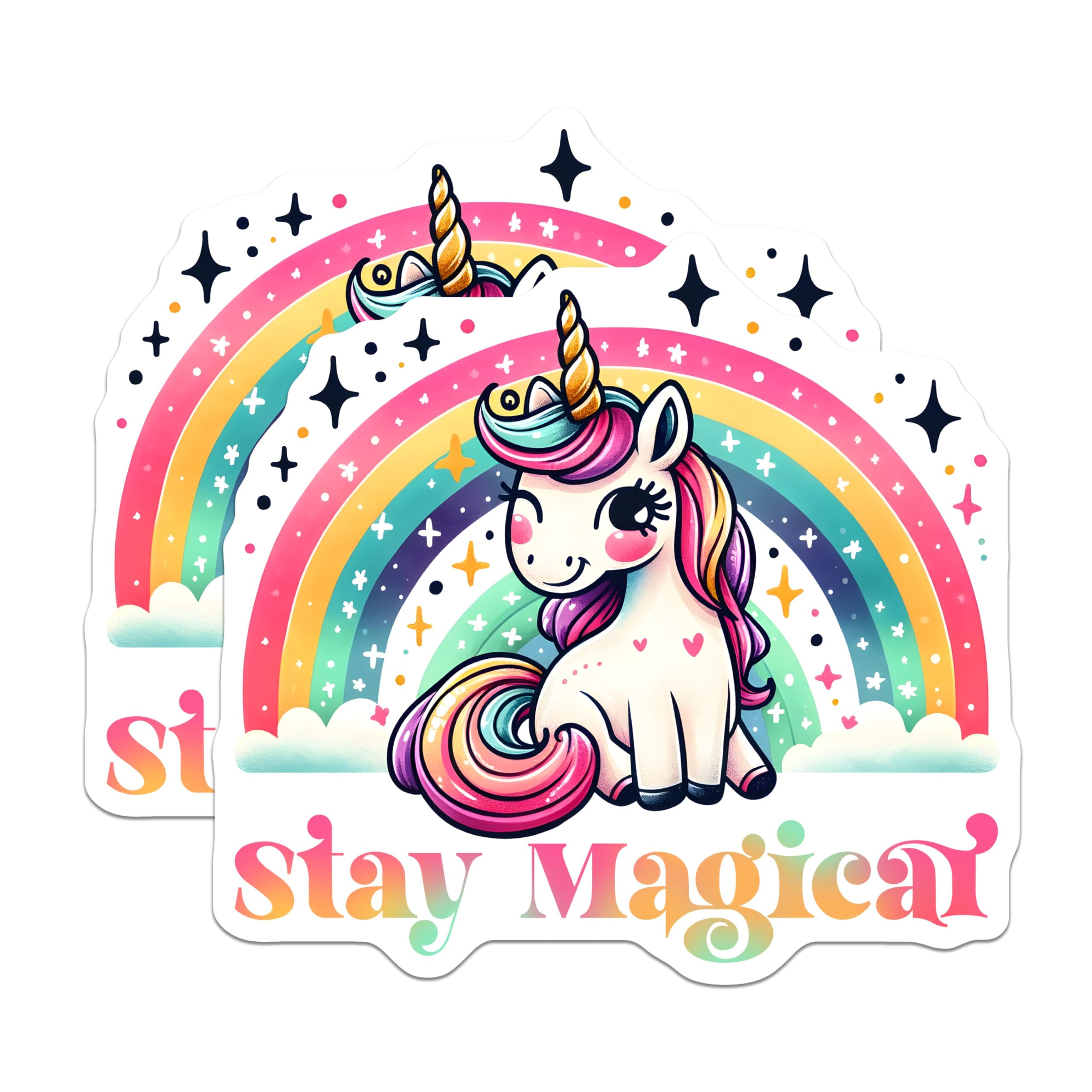 (2 Pack) Stay Magical Unicorn Magnets - 5" On Longest Side - for Cars, Fridges, Toolboxes - Made in USA - MAG8072