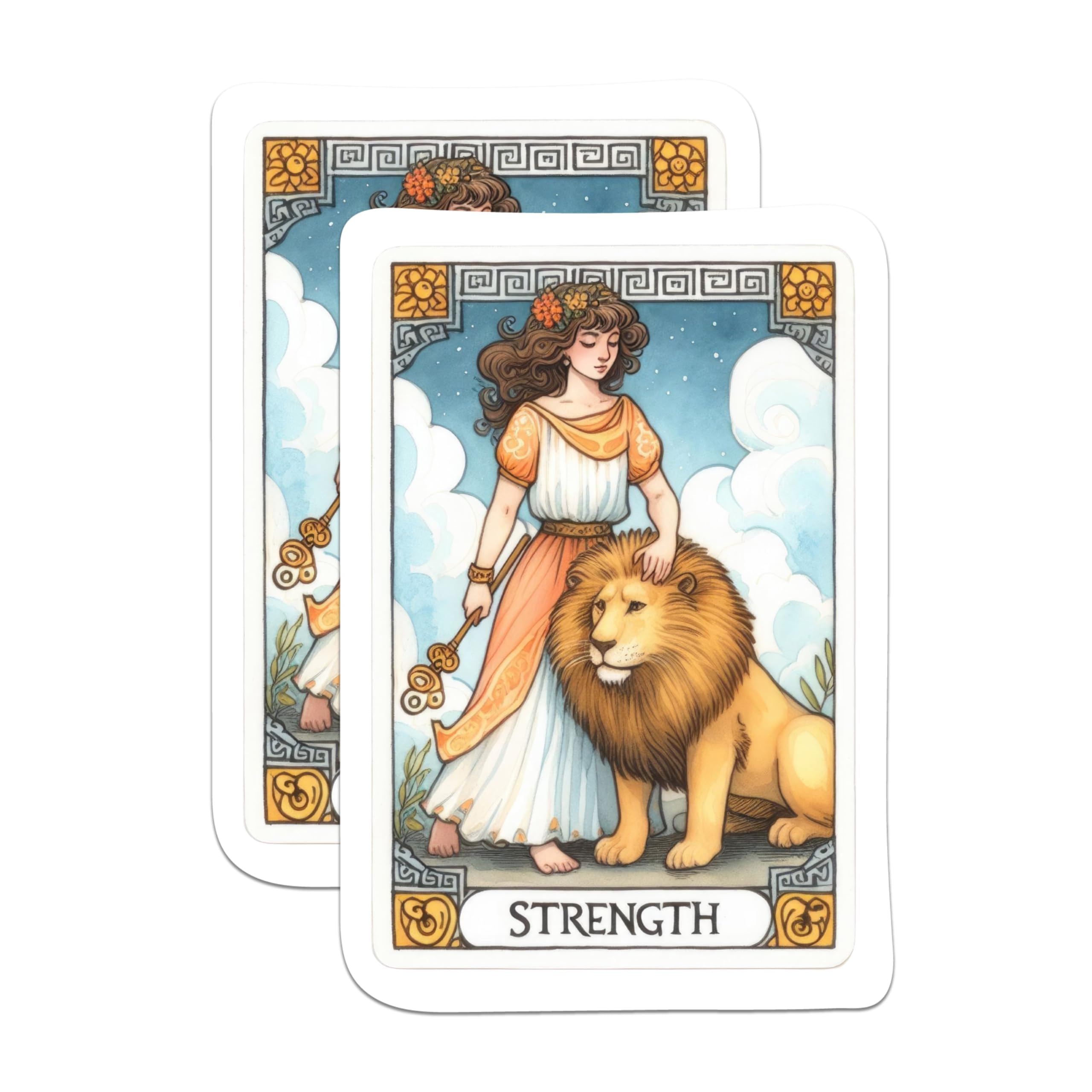 (2 Packs) Strength Lion Tarot Card Magnets - Spiritual Mystical Metaphysical Magnets - 5 Inches On Longest Side - Premium Magnet - for Fridges, Toolboxes, Cars - Made in USA - MAG2262