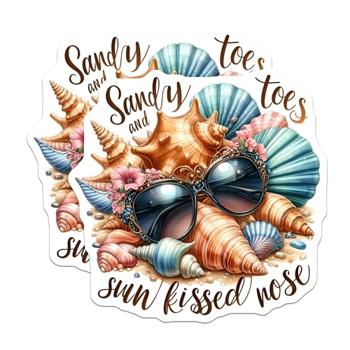 (2 Pack) Sandy Toes Stickers - 5" On Longest Side - Sticks to Smooth Flat Surfaces - Made in USA - BMCS9273 - BMCS9273