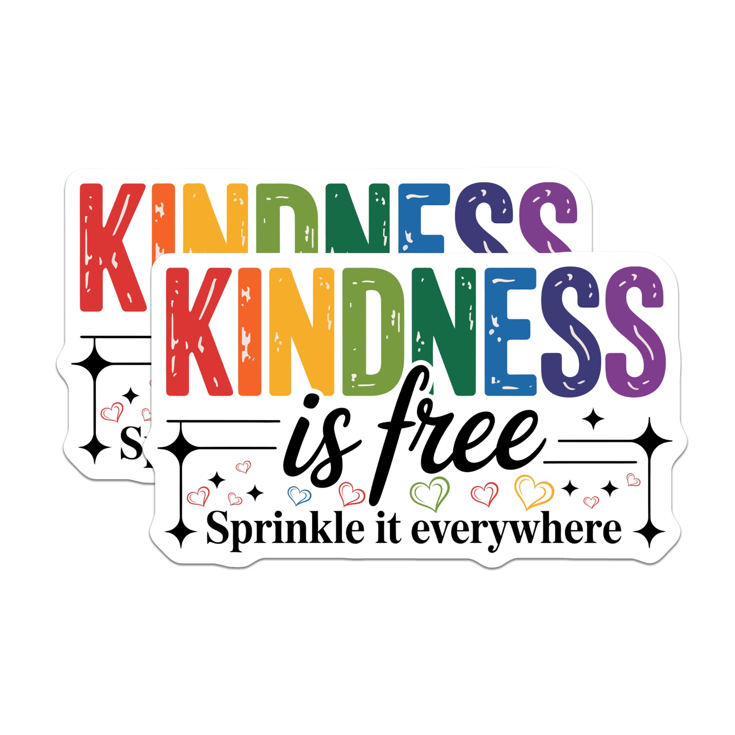 (2 Pack) Kindness Magnets - Inspirational Quote - Positive Message Decor - Rainbow Hearts - 5 Inches On Longest Side - Thick Durable Magnet - Made in USA - MAG20644