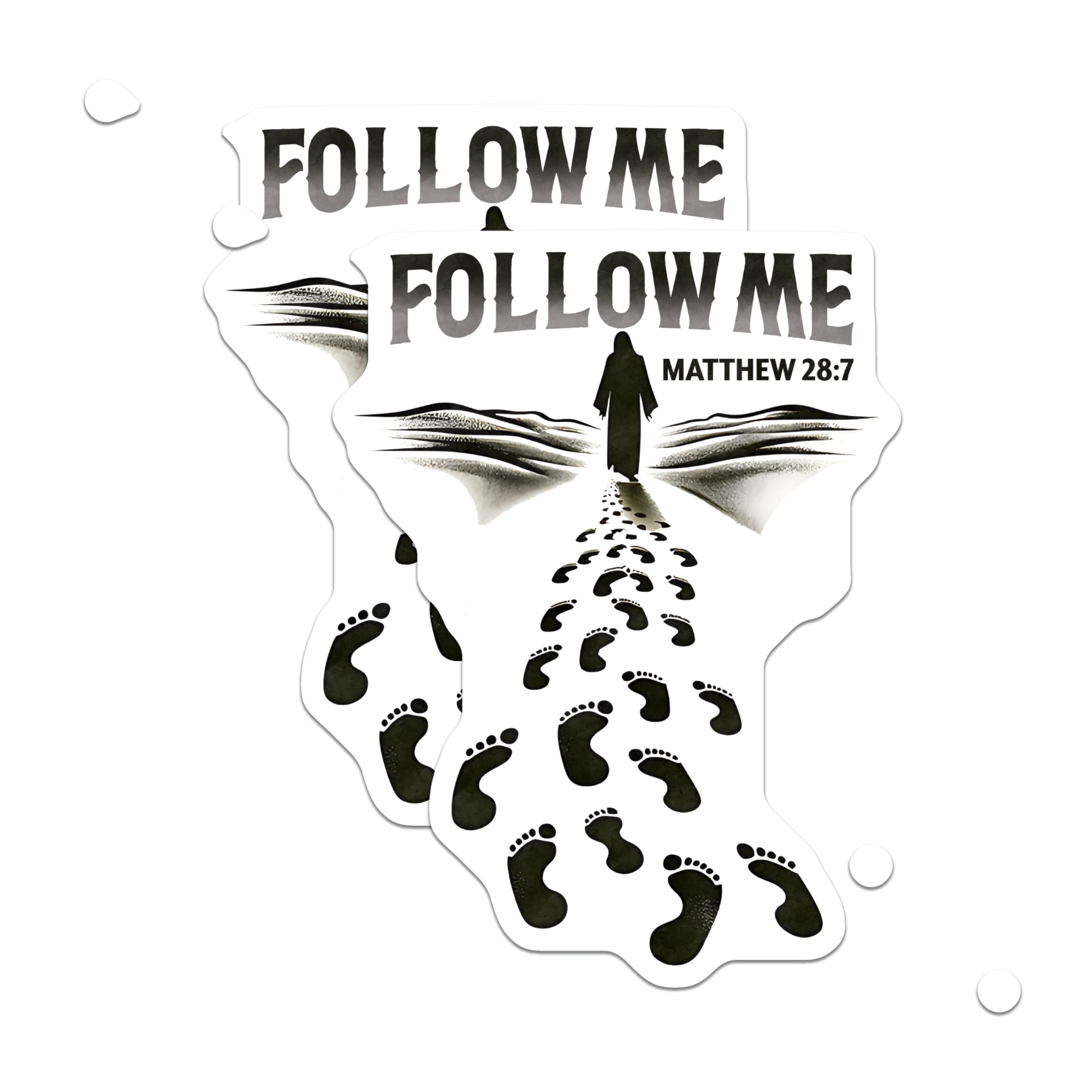 (2 Pack) Christian Faith Magnets - Follow Me Jesus Matthew 28:7 - Religious Footprints Scripture Decor - 5 Inches On Longest Side - Thick Durable Magnet - Made in USA - MAG24401