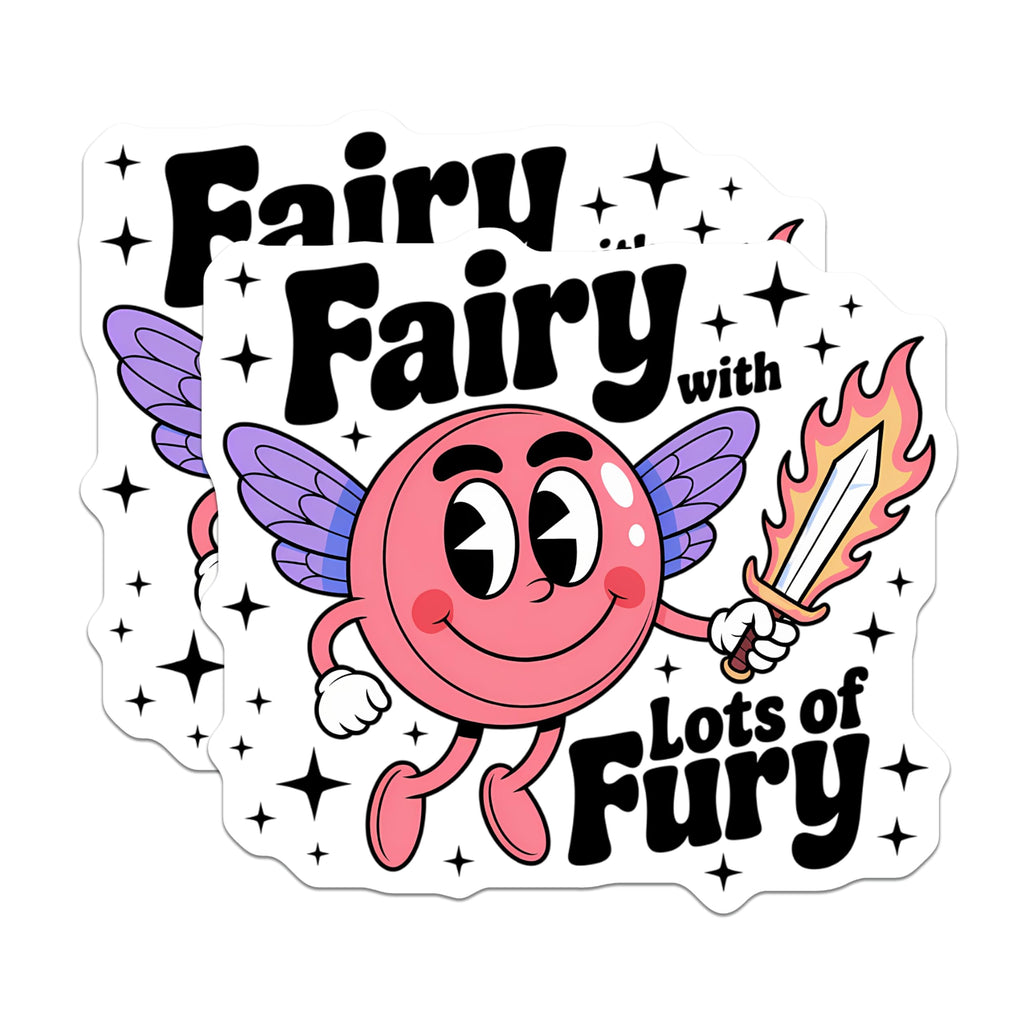 (2 Pack) Fairy with Lots of Fury Magnets - Retro Cartoon Character - Funny Fantasy Art Refrigerator Decor - 5 Inches On Longest Side - Thick Durable Magnet - Made in USA - MAG21803