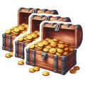 (3 Pack) Treasure Chest Decals - Gold Coins Decal - Pirate Treasure Decal- 3 Inches On Longest Side - Easy Peel & Apply - Made in USA - 3MCS5628