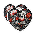 (2 Pack) Dark Floral Heart Magnets - Romantic Botanical Folk Art Kitchen Decor - Unique Valentine Anniversary Ideas - 5 Inches On Longest Side - Thick Durable Magnet - Made in USA - MAG38160