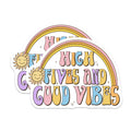 (2 Pack) High Fives Good Vibes Magnets - Retro Rainbow Decor - Positive Affirmation Art - Fun Refrigerator Magnets - Sunshine Quote - 5" - Thick Durable Magnet - Made in USA - MAG39973