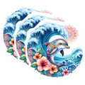 (3 Pack) Dolphin Decals - Ocean Waves - Laptop Decals - 3 Inches On Longest Side - Easy Peel & Apply - Made in USA - 3MCS8248