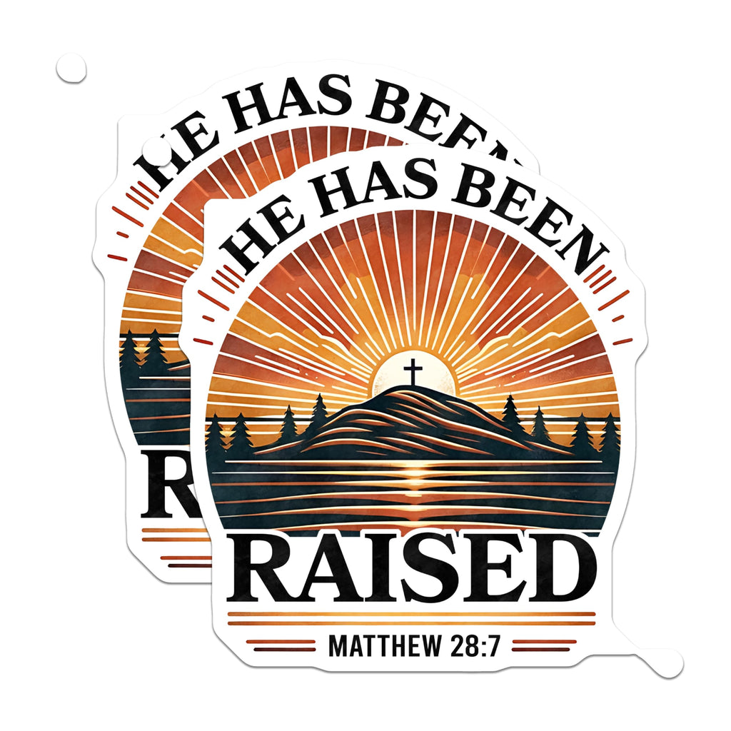 (2 Pack) He Has Been Raised Magnets - Easter Christian Bible Verse - Religious Faith Decor - Scripture Matthew 28:7-5 Inches On Longest Side - Thick Durable Magnet - Made in USA - MAG30280