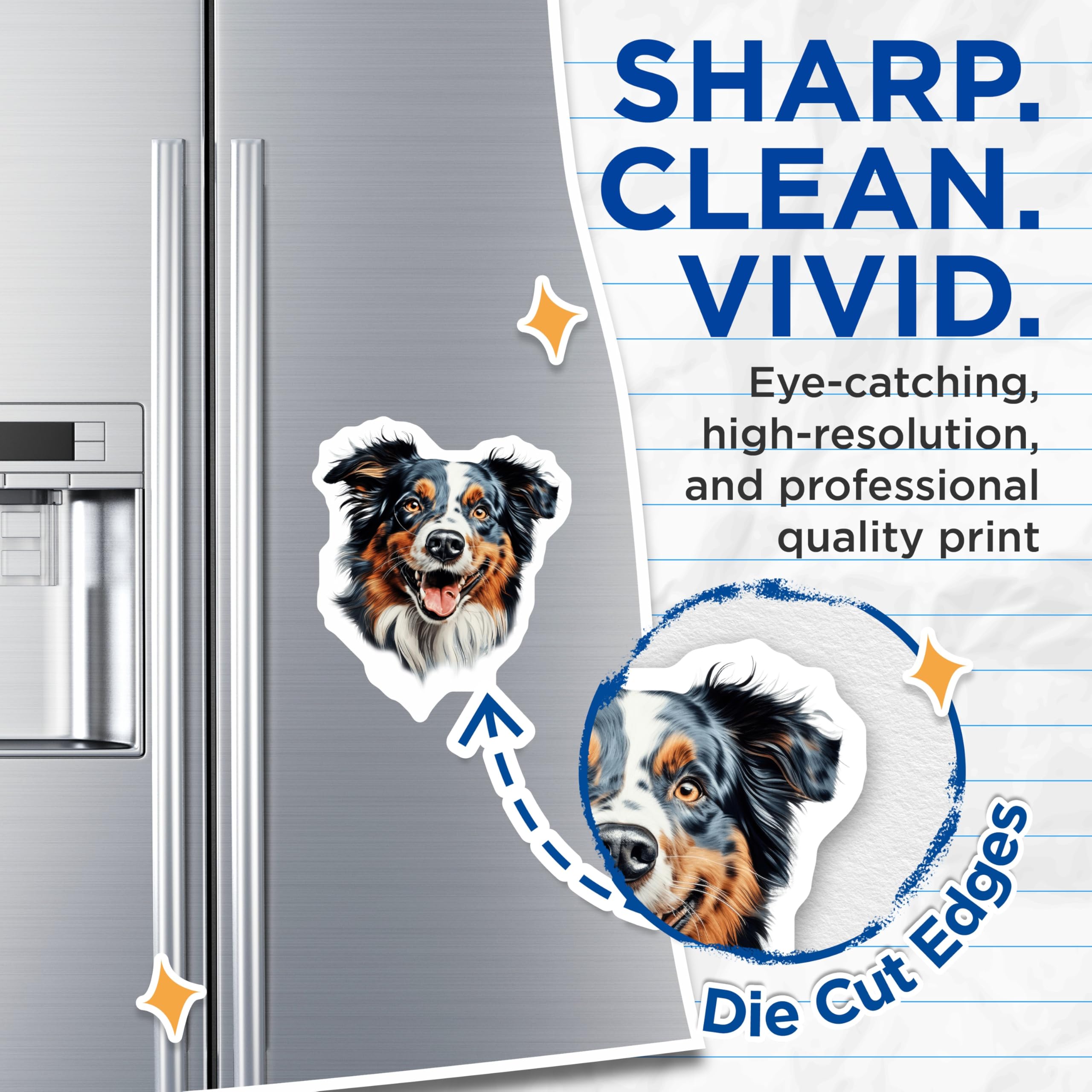 (2 Pack) Australian Shepherd Magnets - Aussie Dog Lover Decor - Pet Parent Refrigerator Art - 5 Inches On Longest Side - Thick Durable Magnet - Made in USA - MAG28217