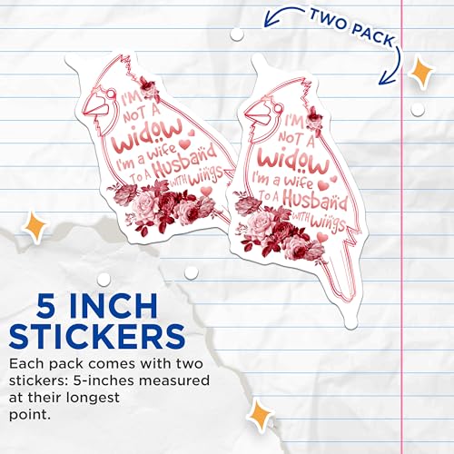 (2 Pack) Cardinal Bird Stickers - Memorial Decal - Sentimental Quote Stickers - 5" On Longest Side - Sticks to Smooth Flat Surfaces - Made in USA - BMCS6130
