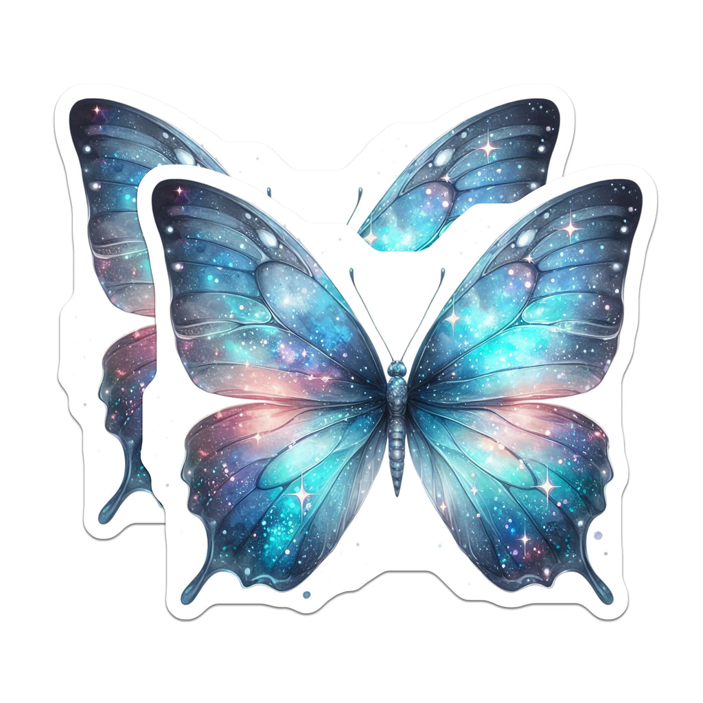 (2 Pack) Galaxy Butterfly Magnets - Celestial Space Decor - Whimsical Refrigerator Art - 5 Inches On Longest Side - Thick Durable Magnet - Made in USA - MAG36223