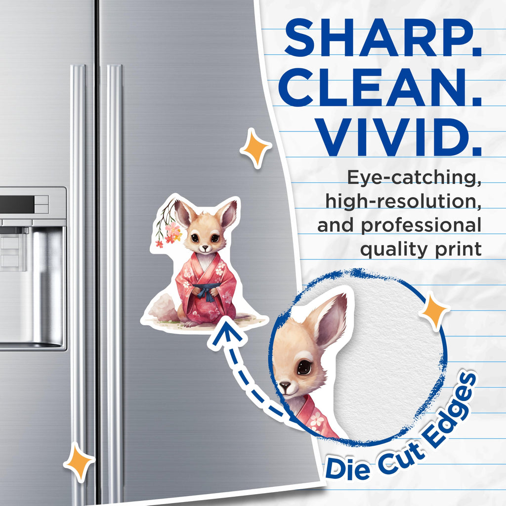 (2 Pack) Fennec Fox Magnets - Kimono Animal - Cute Floral Japanese Style Fridge Decor - 5" On Longest Side - Premium Magnet - for Cars, Refrigerators, Toolboxes, Lockers - Made in USA - MAG16631