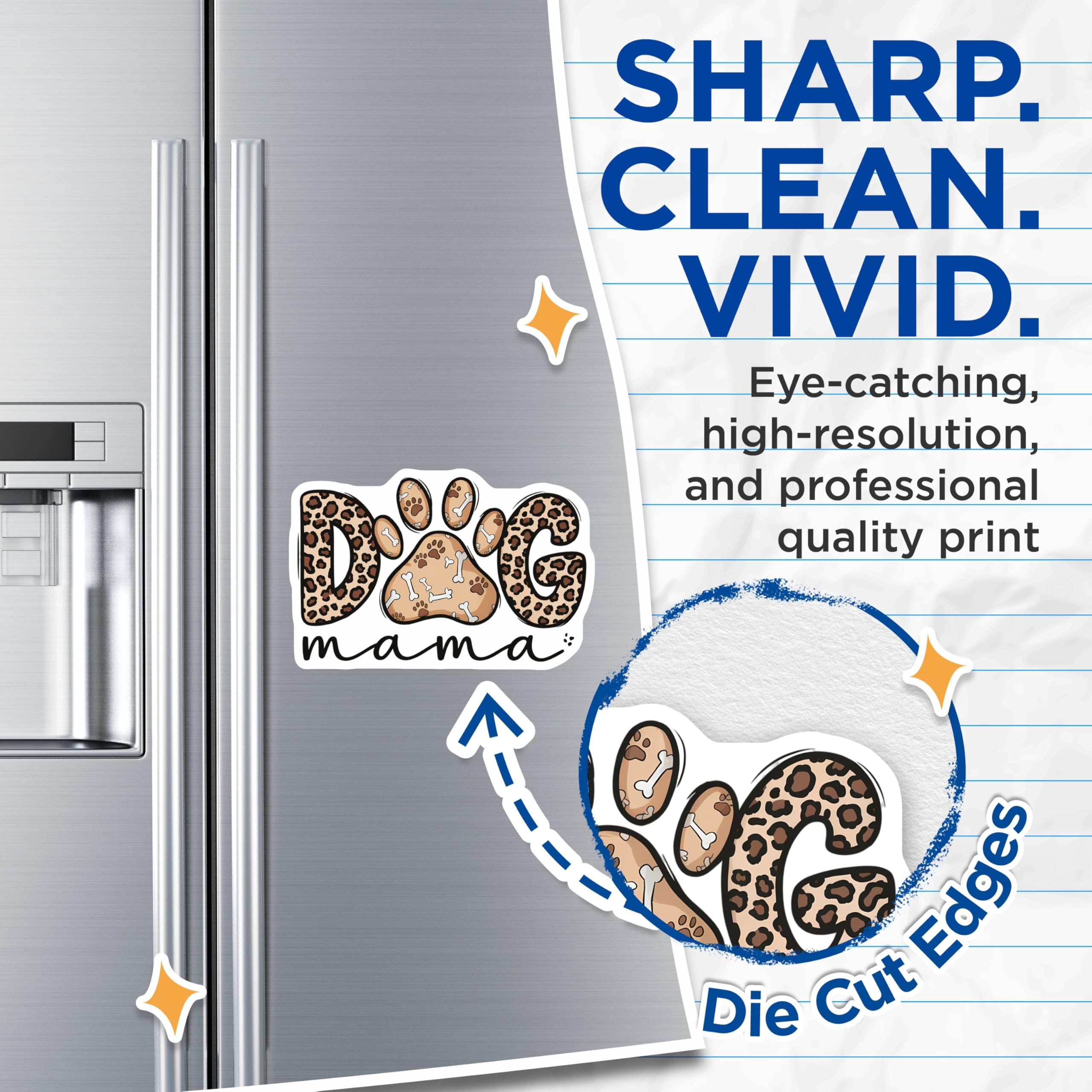 (2 Pack) Dog Mama Leopard Print Magnets - Paw Bone Design - Pet Parent Refrigerator Decor - 5 Inches On Longest Side - Thick Durable Magnet - Made in USA - MAG20404