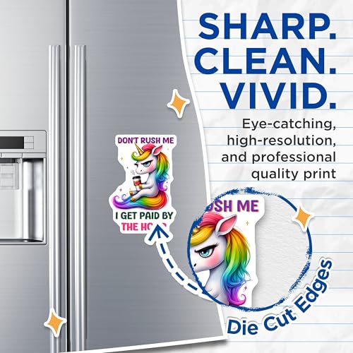 (2 Pack) Unicorn Coffee Lover Magnets - Funny Unicorn Magnets - I Get Paid by The Hour Magnets - 5" On Longest Side - for Cars, Refrigerators, Toolboxes, Lockers - Made in USA BMCS3343