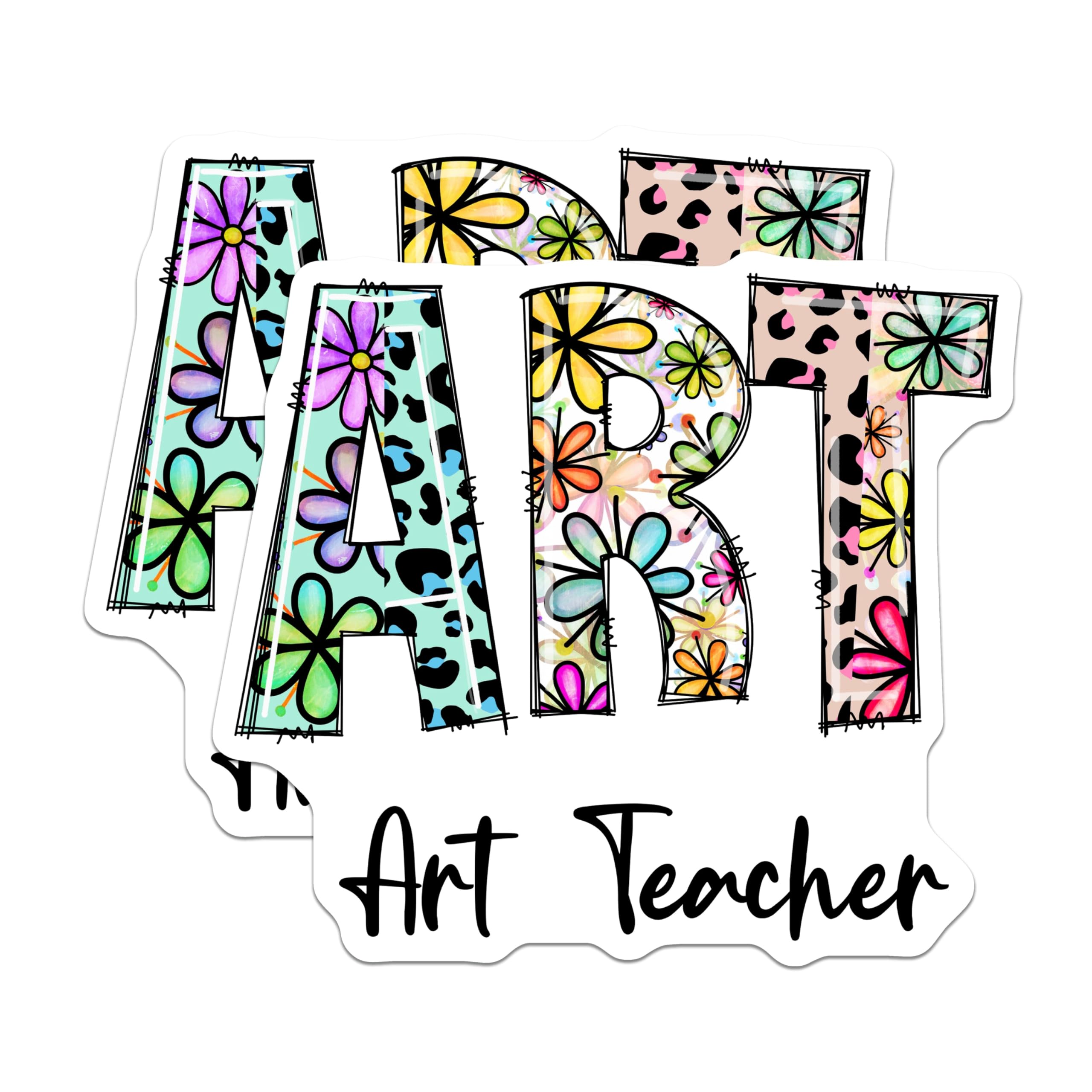 (2 Pack) Art Teacher Magnets - Floral Art - Educator Appreciation - 5" On Longest Side - Premium Magnet - for Cars, Refrigerators, Toolboxes, Lockers - Made in USA - MAG14416