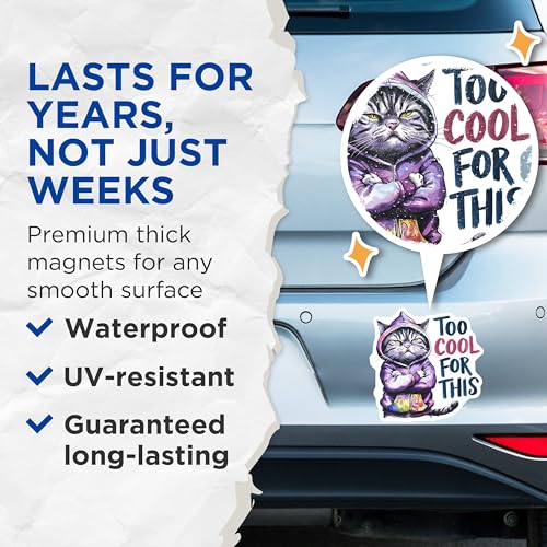 (2 Pack) Cat Attitude Magnets Magnets - 5" On Longest Side - Made in USA - Sticks to Refrigerators & Metal Surfaces - MAG8565