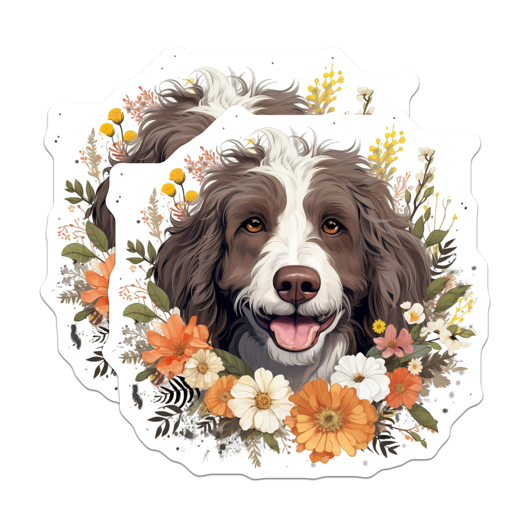 (2 Pack) Springer Spaniel Dog Magnets - Floral Pet Portrait - Dog Mom Refrigerator Decor - 5 Inches On Longest Side - Thick Durable Magnet - Made in USA - MAG24179