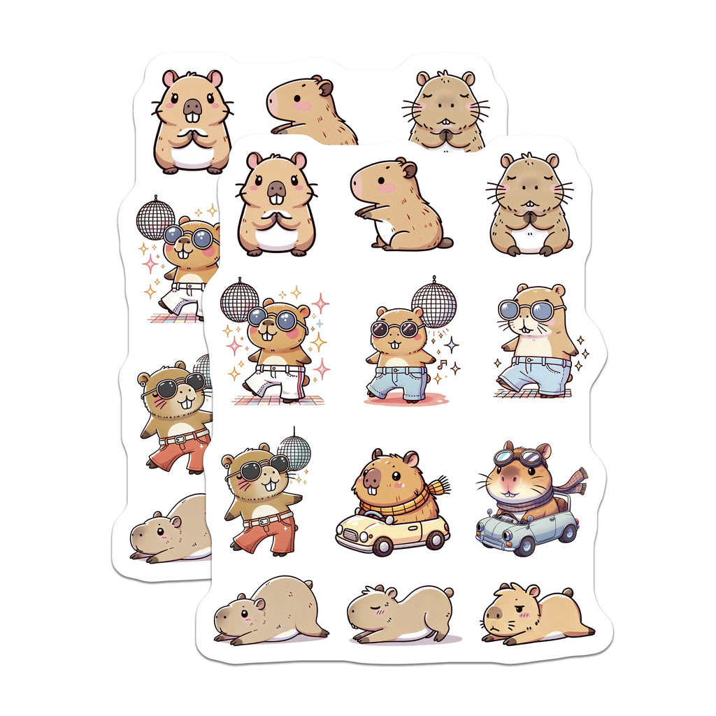 (2 Pack) Cute Capybara Magnets - Kawaii Animal Fridge Decor - Funny Disco Driving Meditation Car Magnets - 5 Inches On Longest Side - Thick Durable Magnet - Made in USA - MAG38252