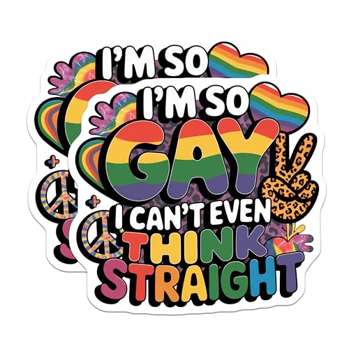 (2 Pack) I'm So Gay I Can't Even Think Straight Magnets Magnets - 5" On Longest Side - Made in USA - Sticks to Refrigerators & Metal Surfaces - MAG8910