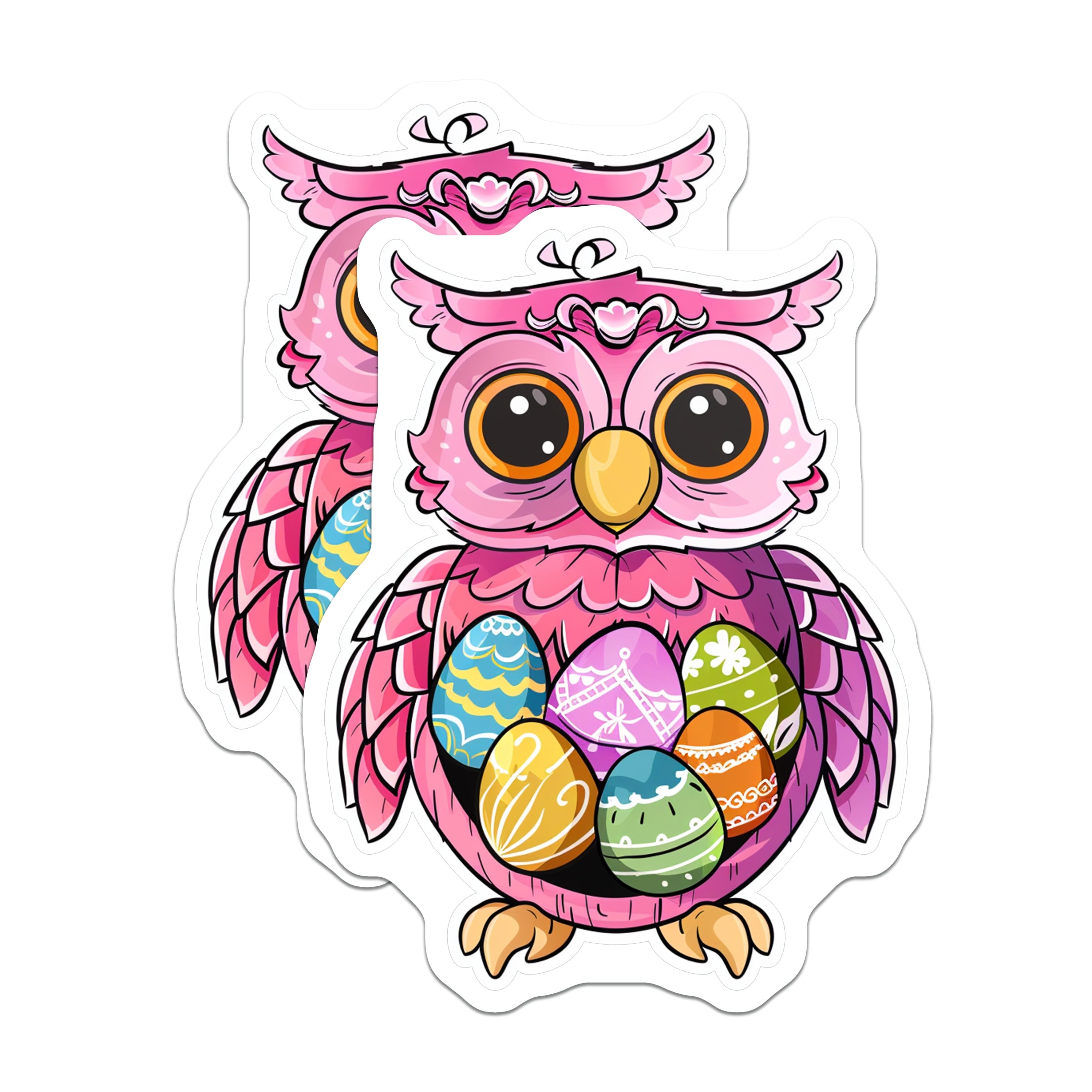 (2 Pack) Easter Owl Magnets - Cute Animal Decor - Spring Refrigerator Art - Kids Room Decor - 5 Inches On Longest Side - Thick Durable Magnet - Made in USA - MAG37393