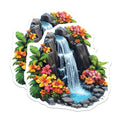 (2 Pack) Tropical Waterfall Magnets - Exotic Floral Scenery - Serene Nature Landscape Decor - 5 Inches On Longest Side - Thick Durable Magnet - Made in USA - MAG19515