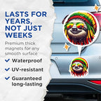(2 Pack) Sloth Magnets - Funny Sloth Face with Sunglasses - Rasta Sloth Magnets for Home or Office - 5" On Longest Side - for Cars, Fridges, Toolboxes - Made in USA - MAG4386