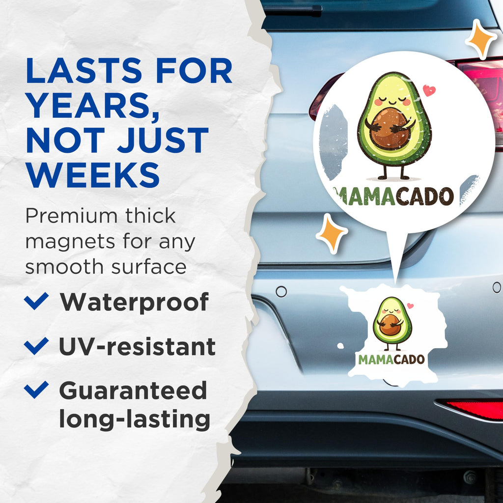 (2 Pack) Mamacado Magnets - Cute Avocado Mom Decor - Mother's Day Kitchen Refrigerator Art - New Mom - 5 Inches On Longest Side - Thick Durable Magnet - Made in USA - MAG21938