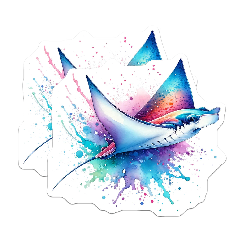 (2 Pack) Stingray Magnets - Watercolor Art Magnets - Fridge Magnets Set - 5" On Longest Side - Premium Magnet - for Cars, Refrigerators, Toolboxes, Lockers - Made in USA - MAG15708