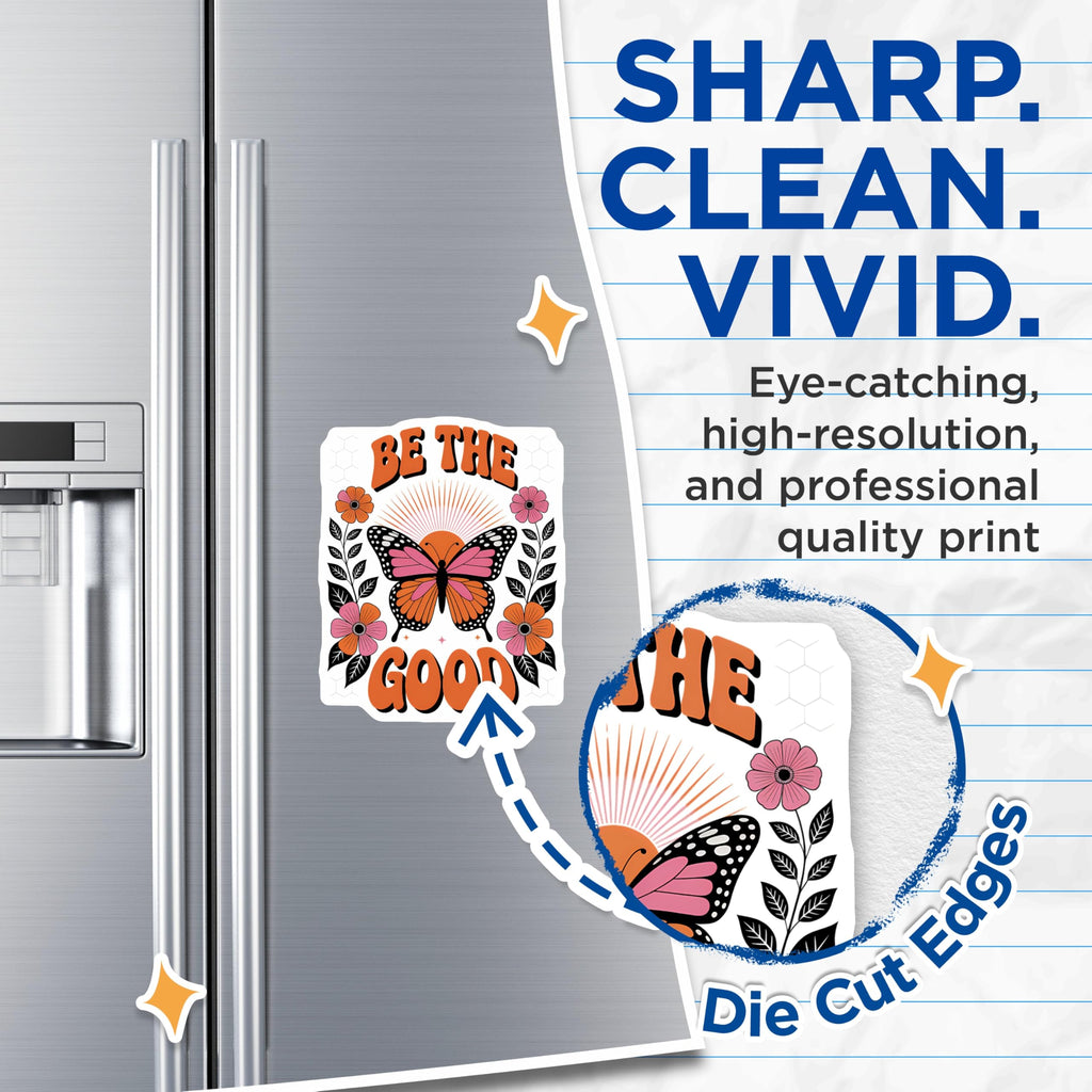 (2 Pack) Be The Good Positive Quote Magnets - Groovy Butterfly Floral Decor - Inspirational Hippie Refrigerator Art - 5 Inches On Longest Side - Thick Durable Magnet - Made in USA - MAG20797